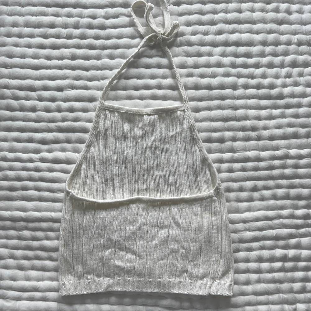 White Rib Knit Halter Top - Picture 5 of 5